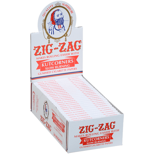 Papers Zig Zag Kutcorners Slow Burning White 70X37Mm 24/32 Ct. Box
