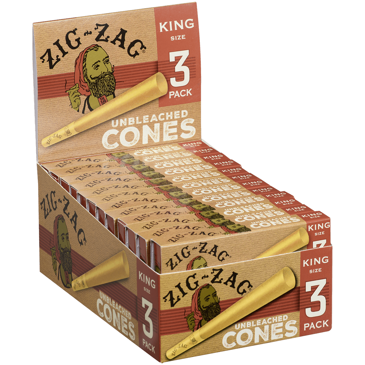 Papers Zig-Zag Unbleached Paper Cones King 3 Pack 24 Ct.
