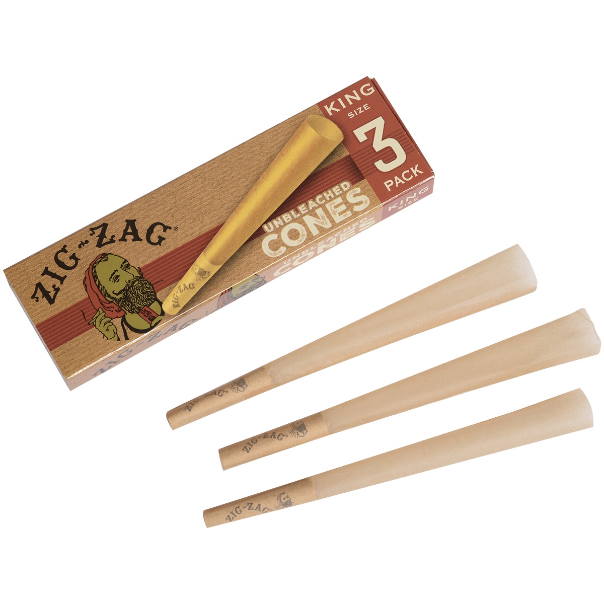 Papers Zig-Zag Unbleached Paper Cones King 3 Pack 24 Ct.