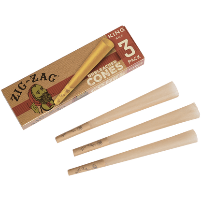Papers Zig-Zag Unbleached Paper Cones King 3 Pack 24 Ct.